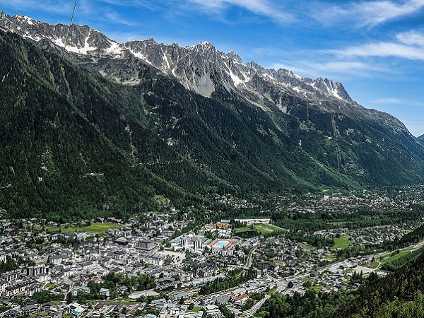 Een panoramische uitzicht op Chamonix
