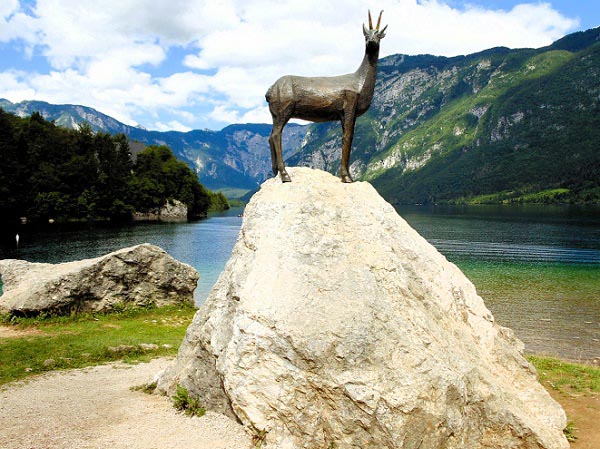 Een standbeeld steenbok is een belangrijk symbool voor de Julische Alpen
